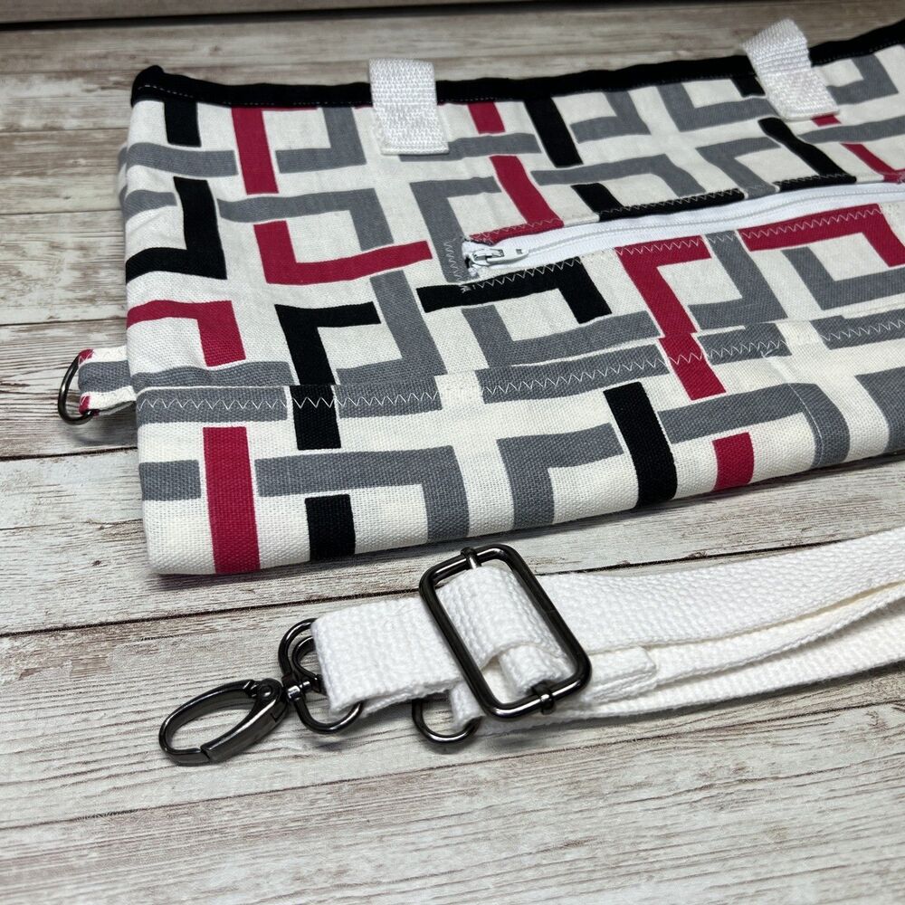 Geometric Large Tote Bag / Handmade Tapisho Design / Quality Canvas Double Strap - Picture 14 of 16